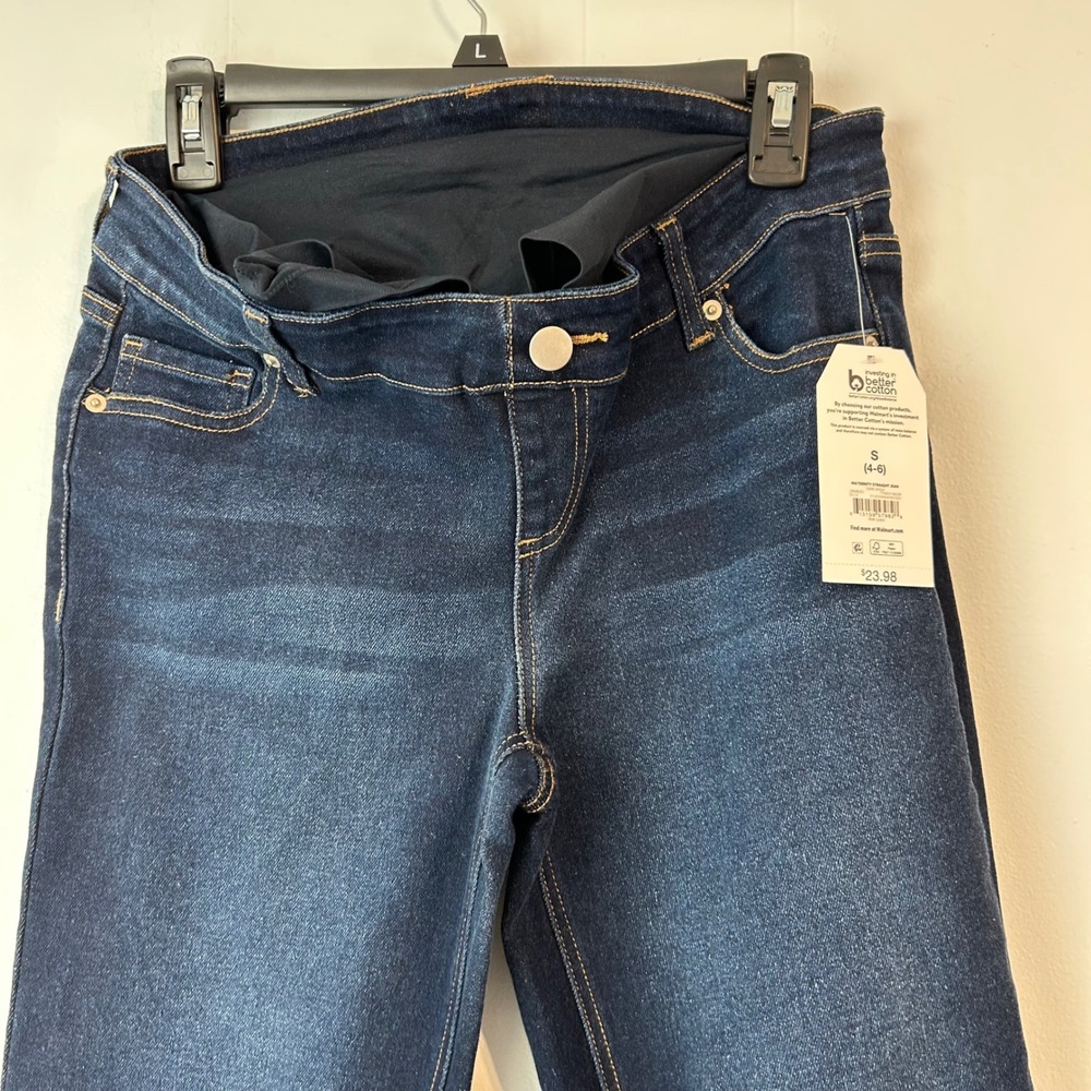 Walmart Maternity Straight Leg Jeans Dark‎ Wash Size Small 4-6 - Picture 4 of 6